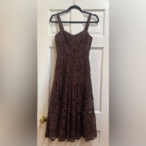 Dress the Population Dress Lace Burgundy Spaghetti Strap Size XXS Midi